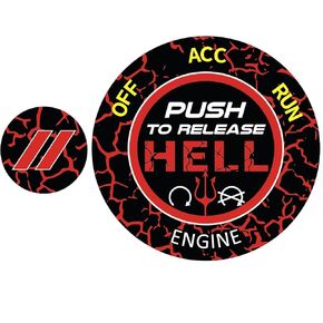 Push Start Button Cover for Dodge Challenger Charger Durango Ram 2015-2024, Engine Start Ignition Kit Cover Badge-Push to Release Hell Stylish Design-Baby Blue