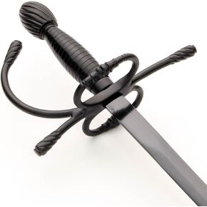 Full Tang Black Marauder Rapier Hand Forged Real Sword Includes Scabbard with Skull and Crossbones Motif