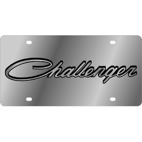Eurosport Daytona- Compatible with -, Retro Challenger Script - Stainless Steel License Plate