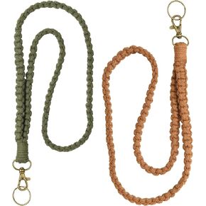 2 قطعة مكرامية بوهو الرقبة حامل سلسلة المفاتيح مع خطاف معدني لشارات الهوية اليدوية معقود طويل ناعم منسوج حزام المعصم للنساء تقدير المعلم هدية محفظة كروز in Kuwait