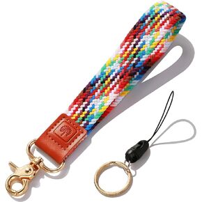 Wristlet Keychain Lanyard, Stretchy Wrist Lanyard for Keys, Elastic Braided Key Chain Strap ID Badge Wallet Holder