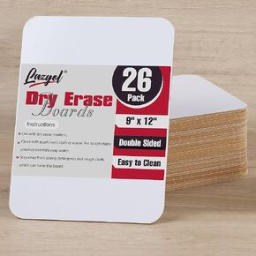 Dry Erase Board 9"x12"- Lazgol Small 26 Classroom Mini White Boards for Students, Teachers | Double Sided Small White Board Bulk (26 PK)