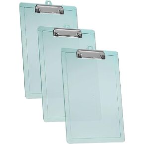 Acrimet Clipboard Letter Size A4 (13 3/8" x 9 7/16") Low Profile Clip with Side Rulers (Plastic) (Clear Green Color) (3 Pack)