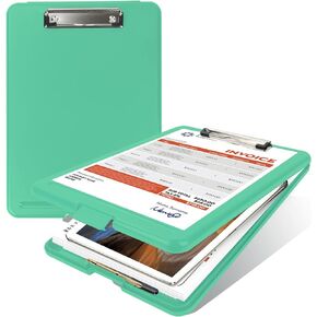 CLOUDIA Clipboard with Storage, Plastic Storage Clipboard with Low Profile Clip, Heavy Duty Nursing Clipboards Foldable, Waterproof Coaches Clipboard Case, Letter Size Smooth Writing for Work (Olive) in Kuwait