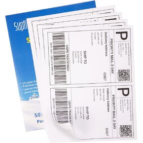 Half Sheet Shipping Labels, Self Adhesive Rounded Corner Address Sticker Labels 5-1/2" X 8-1/2"(50 Sheets, 100 Labels)