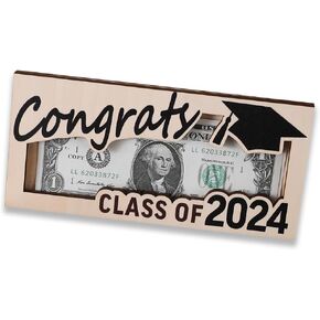 Graduation Money Holder Graduation Gift Wooden Graduation Card Box Cash Holder Envelope Class of 2024 Senior Money Gift for Graduates (Black)