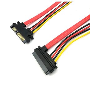 Duttek كابل تمديد SATA، 20 بوصة (50 سم) 22 دبوس (7 + 15) SATA ذكر إلى أنثى البيانات والطاقة كومبو سلك تمديد Silmline M/f