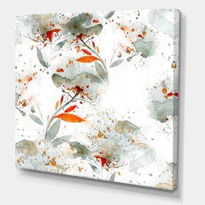 Green and Orange Wildflowers I Modern Canvas Wall Art