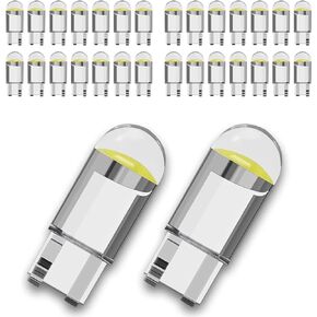 30 Pack 194 Car LED Light Bulb, 168 2825 W5W T10 6000K Wedge COB LED Car Replacement Bulbs for License Plate Light Dash Lights Interior Dome Map Door Marker Courtesy Light (White)