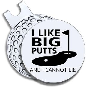 I Like Big Putts I Cannot Lie Golf Ball Marker with Magnetic Hat Clip, Funny Golf Gift for Men Woman