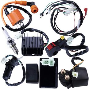 Full Electrics Wiring Harness Coil Ignition Switch CDI Solenoid Relay Spark Plug for 4 Wheelers Stroke ATV 150cc 200cc 250cc Quad Bike Buggy Go Kart by OTOHANS AUTOMOTIVE