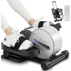 Under Desk Elliptical, Electric Seated Foot Pedal Exerciser with Fitness APP, Mini Elliptical for Home, LCD Display Monitor, Remote Control, Leg Exerciser for Seniors (Training Black)