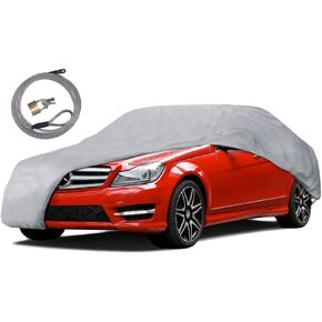 CC-341+Lock All Weather Proof Universal Fit Car Cover - UV, Water Proof (Gray) (Fits up to 157")
