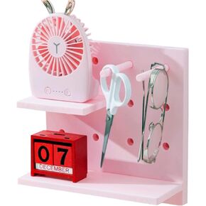 4 مجموعات من مجموعة أرفف Pegboard مع خطافات، أرفف بلاستيكية صغيرة عائمة منظم حائط للمكتب والمكتب والحمام والمدخل والمطبخ، بدون حفر in Kuwait