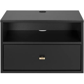 Prepac Transitional 1 Drawer Floating Nightstand With Open Shelf, 15"D x 22.5"W x 14.5"H, Black