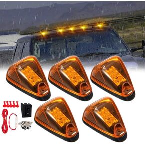 5 X Cab Marker Light, Compatible with 1999-2016 Ford F150 F250 F350 F450 E150 E250 E350 E450 Super Duty Pickup Trucks Smoke Lens White LED Cab Roof Running Lights, Top Light Harness w/Wiring Pack