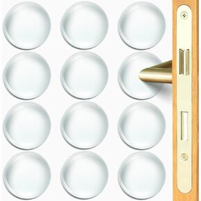 Door Stoppers Wall Protector,12Pcs Soft and Sturdy Self Adhesive,Shock Absorbent Gel for Home, Office, Comfortable and Quiet,Wall Protector from Door Knobs (Round 1.57inch, Clear)