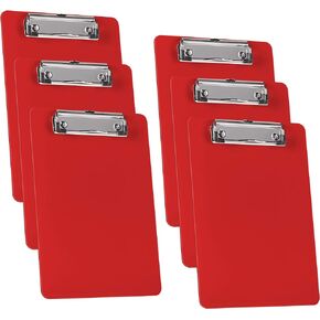 Acrimet Clipboard Memo Size A5 (9 1/4" x 6 5/16") Low Profile Clip (Plastic) (Solid Red Color) (6 Pack)