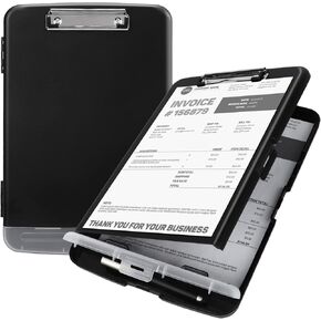 Clipboard with Storage - High Capacity Plastic Clipboard Nursing Storage Clipboard Foldable (14.3" x 10")(Black)