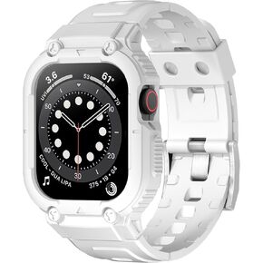 Rugged Shockproof Sport Bands Compatible with Apple Watch Band 38mm 40mm 41mm 42mm 44mm 45mm 49mm with Case, Protective Bumper Wristbands for iWatch Series Ultra/9/8/SE/7/6/5/4/3/2/1 Men Women