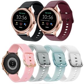 Bands Compatible with Fossil Women's Gen 5E 42mm / Gen 6 42mm Smart Watch, 6PCS 18mm Soft Silicone Fadeless Pattern Printed Floral Replacement Band for Fossil Venture Gen 4 HR/Gen 3