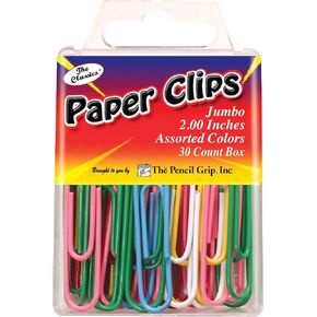 Pencil Grip The Classics 2.0 Inch Paper Clip, Assorted Colors, 30 Count Box (TPG-238)