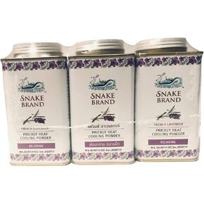 Powder Snake Brand Cooling Lavender 140 G. Made in Thailand (Pack of 3)