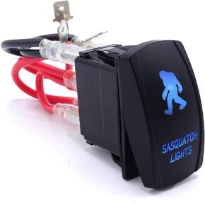 Universal Rocker Toggle Switch Sasquatch Blue Light 5Pin 20A 12V Compatible with Auto Motorcycle ATV UTV Polaris Ranger RZR XP Turbo Can Am Commander Maverick X3