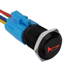 APIELE 19mm 12V Momentary Speaker Horn Push Button Toggle Switch 3/4" Mounting Hole 1NO 1NC SPDT with Pre-Wiring Socket for Car Auto Motor Aluminium Alloy (Red/Black Shell)