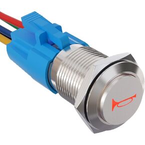 APIELE 19mm 12V Momentary Speaker Horn Push Button Toggle Switch 3/4" Mounting Hole 1NO 1NC SPDT with Pre-Wiring Socket for Car Auto Motor Aluminium Alloy (Red/Black Shell)
