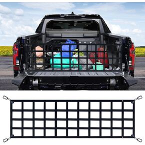 Tailgate Net for Pickup Truck Bed - Cargo Trucks Bed Divider for Full Size Truck 60'' x 18'' (Black) - Mesh Tail gate Competible with Chevy, Ford, Tacoma, Toyota, Ram etc