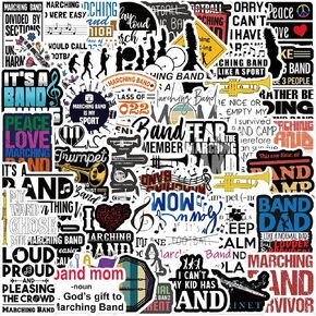 50PCS Marching Band Stickers,Water Bottle Laptop Stickers Perfect Marching Band Gifts for Teens