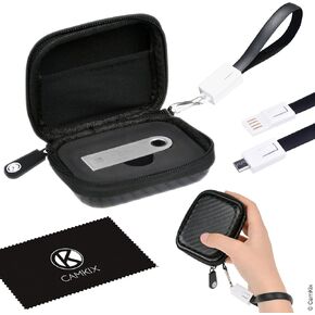 Protective Case for Ledger Nano S Bitcoin/Cryptocurrency Wallet including USB Strap for Transport, Power and Data Transfer - Durable Nylon Hardshell Case with Mesh Pocket - Light, Secure