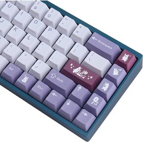 JOMKIZ PBT Keycaps, 134 Keys Blue Moon Dye Sublimation Cherry Profile Keycaps with 7U Spacebar Japanese Keycap Set for MX Switches Mechanical Keyboards