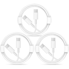 USB C Cable 6ft 3-Pack Type C to Type C Fast Charger Cord Compatible for iPhone 15/15 Pro/15 Pro Max/15 Plus,iPad Pro, Air5, MacBook Air,Samsung/Android Phones