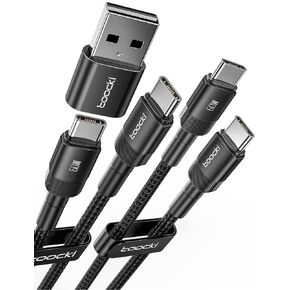 60W USB C Charger Cable [6.6FT, 2-Pack], USBC to USBC Cable with Type-C to USB 2.0 Adapter, Compatible with iPad Pro, MacBook, Samsung S23 Ultra iPhone 15 Pro Max (Black)