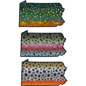 Pennsylvania 6" Trout Fly Fishing Bumper Sticker Decal Set Waterproof Vinyl Great Gift for Angler Truck Boat Jeep Car Brown Trout Rainbow Trout Brook Trout