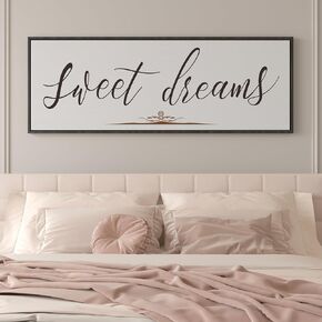 PEONIA 41" x 15" Sweet Dreams Above The Bed Wall Decor - Aesthetic And Minimalist Sweet Dreams Large Above Bed For Bedroom Wall Art Decor Canvas Signs With Soft Colors, Delicate Details (Black)