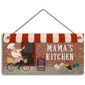 Mama's Kitchen Sign, Fat Chef Sign, WC Best Chef, French Chef Cafe Sign, Bistro Style, Gift for Her, Door Hanging Sign Hanging Plaque Wood Sign Wood Sign 5x10 in