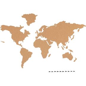 Navaris Cork Board World Map - Self-Adhesive Corkboard Continents for Wall to Pin, Plan and Document Travels - Includes 18 Cork Pieces and 10 Pins
