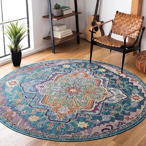 SAFAVIEH Crystal Collection Runner Rug - 2'2" x 7', Teal & Rose, Medallion Distressed Design, Non-Shedding & Easy Care, Ideal for High Traffic Areas in Living Room, Bedroom (CRS501T)