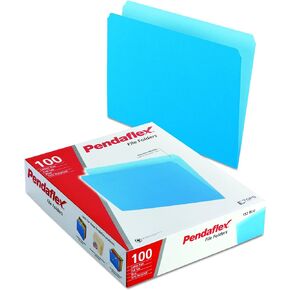 Pendaflex Two-Tone Color File Folders, Letter Size, Blue, Straight Cut, 100/BX (152 BLU)