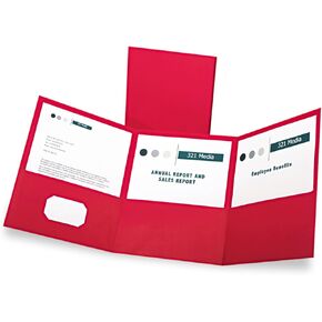 Pendaflex Oxford Tri-Fold Pocket Folders, Letter Size, Red, Interior Business Card Holder, 20 Per Box (59811) 2