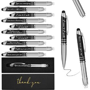 Kosiz 10 Pcs Employee Appreciation Gift Thank You Ballpoint Pen Bulk Thank You Pen with LED Light with 10 Boxes First Day of School Gift for Teacher Student Coworker Team Office Supplies(Awesome)