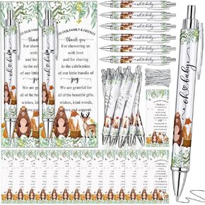 36 Sets Purple Butterfly Theme Baby Shower Favors for Guest Includes 36 Rolling Paper Ballpoint Pens with 36 Greeting Cards Baby Shower Game Prizes Bulk Wedding Party Favors