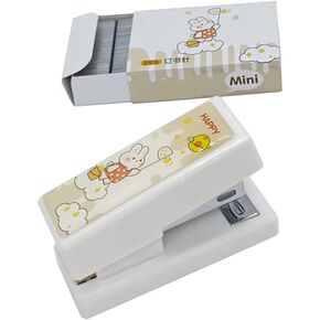 Cute Office Supplies Mini Stapler Cartoon Small Stapler Pop Animal Decal Stickers Stapler with Staples Set for Desk (Pink)