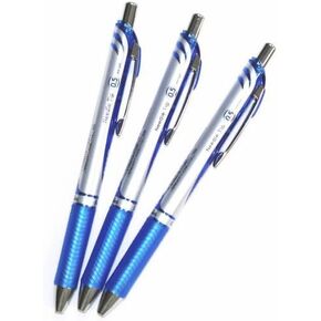 Pentel Energel Deluxe RTX Retractable Liquid Gel Pen, 0.5mm, Fine Line, Needle Tip, Blue Ink-value Set of 3(with Values Japan Original Discription of Goods)