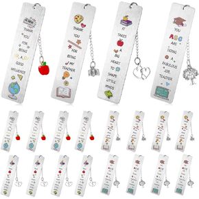 20 Pcs Teacher Appreciation Bookmark with Pendant Thank You Teacher Metal Vintage Bookmarks Birthday Graduation Gift for Teachers Instructors Metal Vintage Bookmarks Teacher Gift School Office Supply