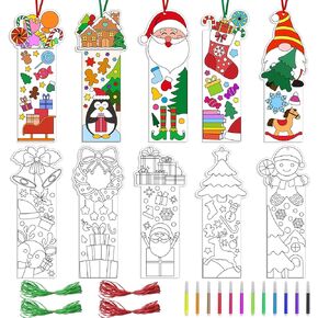 70PCS Color Your Own Bookmarks, 14 Styles Animal DIY Coloring Blank Bookmarks for Kids, Cartoon Animal Unfinished Page Marker for Reading Lover Party Game Prize Classroom