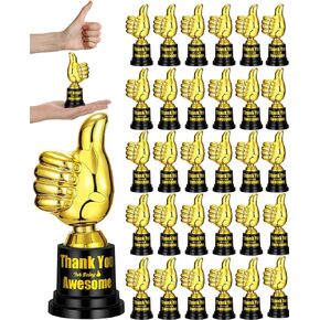 30 Pcs 5 Inch Thumbs up Award Trophies Plastic Gold Trophy Bulk Thank You for Being Awesome Appreciation Gifts for Kids Adults Team Employee Coworker Staff Teacher Classroom Reward